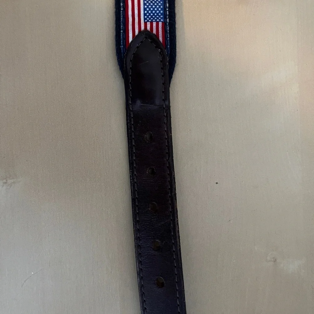 Vineyard Vines Boy’s American Flag Canvas Club Navy Blue Belt
